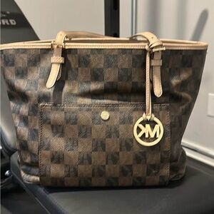 Michael Kors Brown Checkered Tote